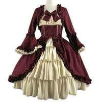 Ecqkame Renesansne kostimo žene srednjovjekovne haljine odozgo za žene Vintage Gothic Court ovratnik