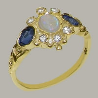 Britanci napravio 18k žuti zlatni prirodni opal safir kubični cirkonijski ženski zaručnički prsten -