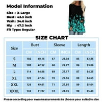 Vruća prodaja Ženska casual moda cvjetni print dugih rukava O-izrez TOP bluza, plava, xxl