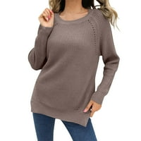 Djevojke Žena modni casual dugih rukava okrugli vrat šuplji pleteni džemper za pulover