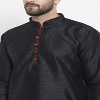 Eloria Muška indijska tradicionalna svila mješavina Čvrsta crna kurta sa Churidarom pidžamom