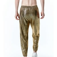 tklpehg hlače za muškarce čvrste boje modne udobne casual dugačke hlače čipke elastirane zmije zlatne