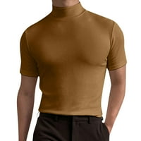 Muška majica mužjak čvrsta bluza visoke ovratnike Turtleneck kratki rukav majica Brown M