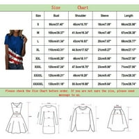 Američka zastava T majice za žene tiskane okruglih vrata s kratkim rukavima 3D digitalni tiskani 4 srpnja