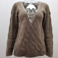 Hoksml džemperi za žene modni V-izrez labavi solid boju ženski džemperi dugi rukavi pulover džemper