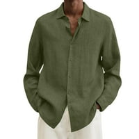 Muška košulje za ispis prednjeg gumba Kratki rukav Redovna Fit Summer Beach Majica Majice Army Green