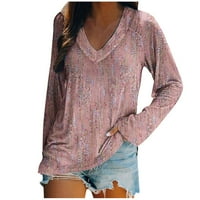 HFYIHGF Ženska bluza za bluzu za boho cvjetna bluza duboki V izrez dugih rukava modni tunički vrhovi