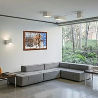 Panel Postavi prozor Pogledaj sa snježnim platnom zidnom zidnom zidnom dekor s uokvirenim, horizonskim horizontalnim verzijom Moderni ukras, spreman za objesiti