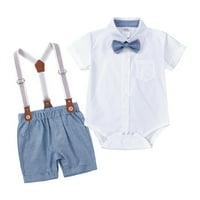 Baby Boy odjeća za bebe dječake Pamuk ljeto gospodo outfits kratki rukav Bowtie Romper Suspender Shorts