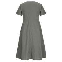 MAFYTYTPR Ljetne haljine za Women Plus Veličina čišćenja modne žene Ljetni casual V-izrez Čvrsta kratkog