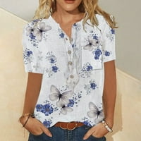 Qcmgmg Womens kratki rukav dolje majice Summer Loose Fit Tops casual grafičke majice Multicolor 4x
