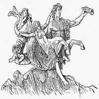 Triton i nimfa. Ntriton koji je snosio nimfu. Graviranje linije, 19. vek. Poster Print by