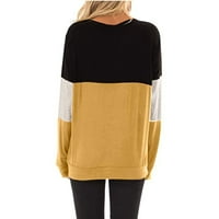 Hanas vrhovi ženske modne casual color kontrast okrugli vrat pulover dugih rukava Yellow XXL