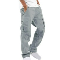 Teretne hlače za muškarce, muškarci čvrsti povremeni džepovi za višestruki džepovi Elastični struk fitness