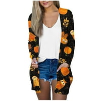 Yubatuo Halloween Cardigan za žene s dugim rukavima otvorena prednja košulja s džepovima