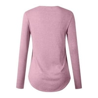 Novi dolasci majice s dugim rukavima za žene Clearence Ležerne prilike pulover vrhovi čvrsti V-izrez