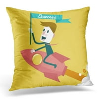 Uspjeh uspješan biznismen Ridding na konceptu rakete Povećajte jastučni jastučni poklopac jastuka