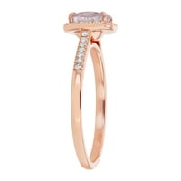 14K ružičasto zlato 1. Carat Diamonds i jastuk rezani ružičasti morgarite halo prsten od Hollywood Hills