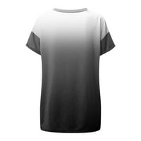 Ženske bluze Moda Žene V-izrez Ležerne prilike za ispis kratkog rukava Majica TOP GREY XL