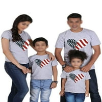 Beiwei Muškarci Žene Dječji labavi FIT CREW izrez TUNIC Bluza Američka zastava Štampani salon TEE majica
