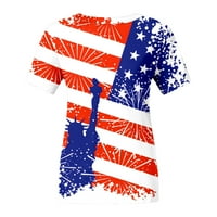 Bluza s rukavima Žena Tunic Encanto School Američka zastava Ljeto Vrh COMFY pamučni pamučni nabora za