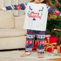 Božićne pidžame za obiteljski dopis s dugim rukavima, tisak za ispis + pahuljice snježne pahuljice postavljene