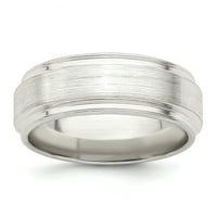 Carat u Karatsu Sterling Silver široki bend četkani ravni rubni rubni moćni prsten veličine -8