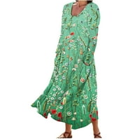 Absuyy ženske haljine klirence - ljetni modni casual tisak dugih rukava okrugla džep za zatvaranje zelene