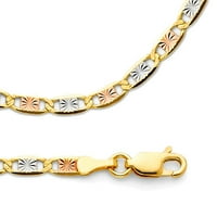 Čvrsta 14k žuta bijela zlatna ogrlica od zlatne ruže valentino dijamantna dijamantska boja