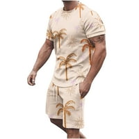 Penkiiy Muške setovi odijeva Muškarci Print Hawaii Kratki rukavi Ležerne prilike na plaži Kratki rukav