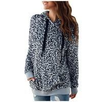 Print Hoodies za žene Modni ženski Ležerni Leopard Dugi rukav Pocket patchwork dame vrhovi Tie-dye majica