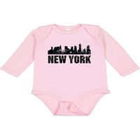 Inktastic New York Skyline Grunge Poklon Dječak za bebe ili djecu za djecu s dugim rukavima